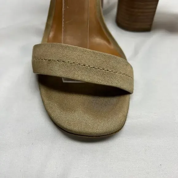 Joie Okaba Suede Stacked Heel Sand Tan Sandals 39 - Picture 2 of 10